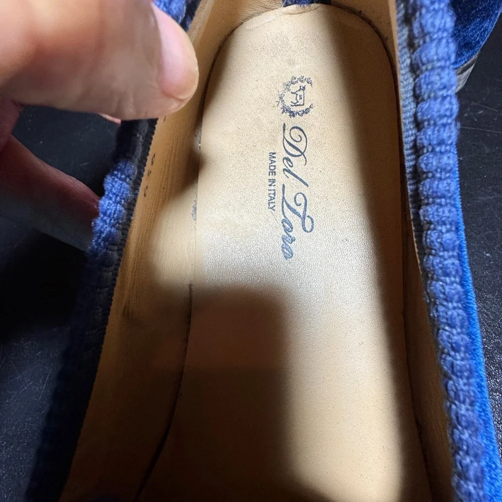 Del Toro blue velvet embroidered skull men’s loafer size 11 made in Italy